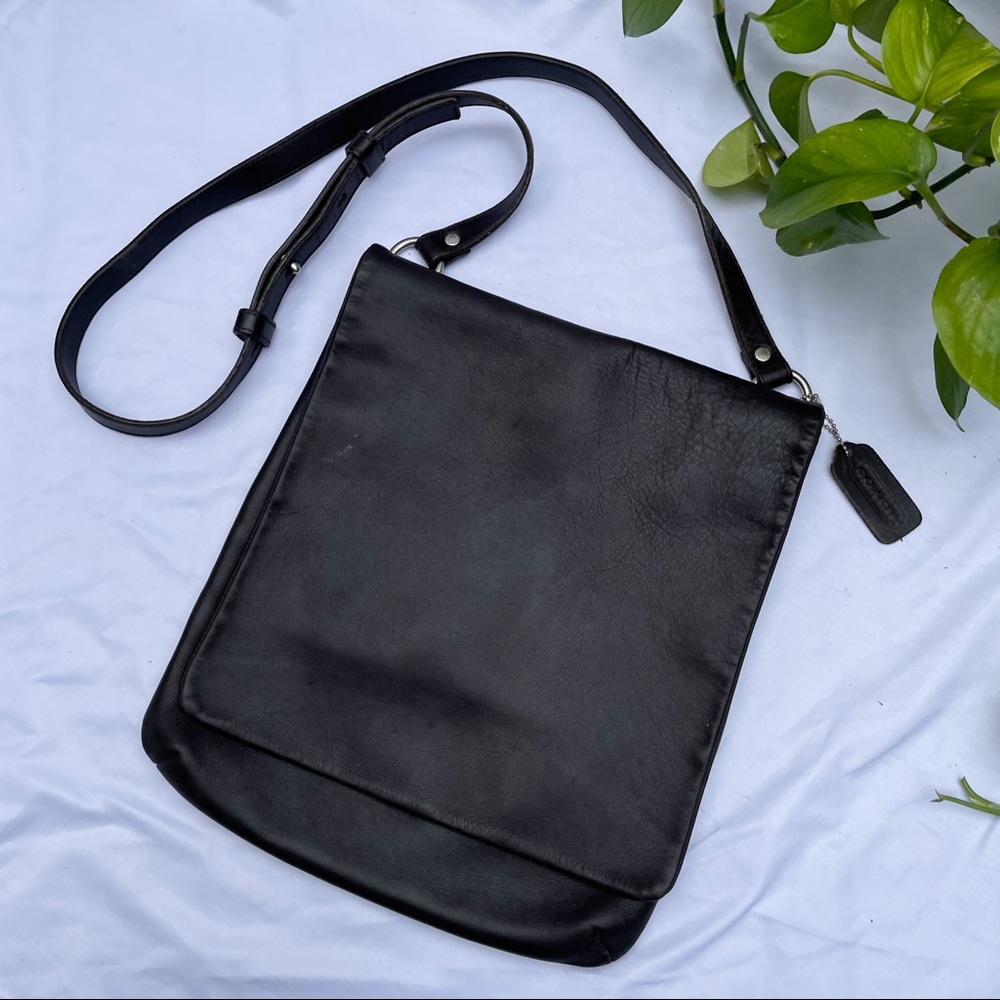 Vintage Coach Slim Flap Leather Messenger Bag